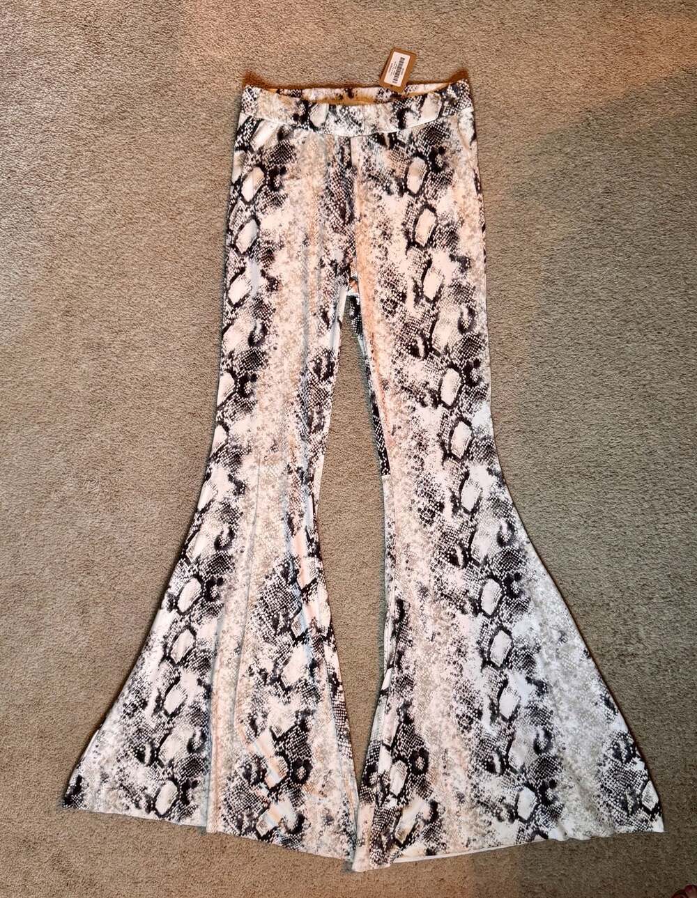 Vestique Snake Print Bell Bottom Pants Size S Y2K Flare Festival Pants
